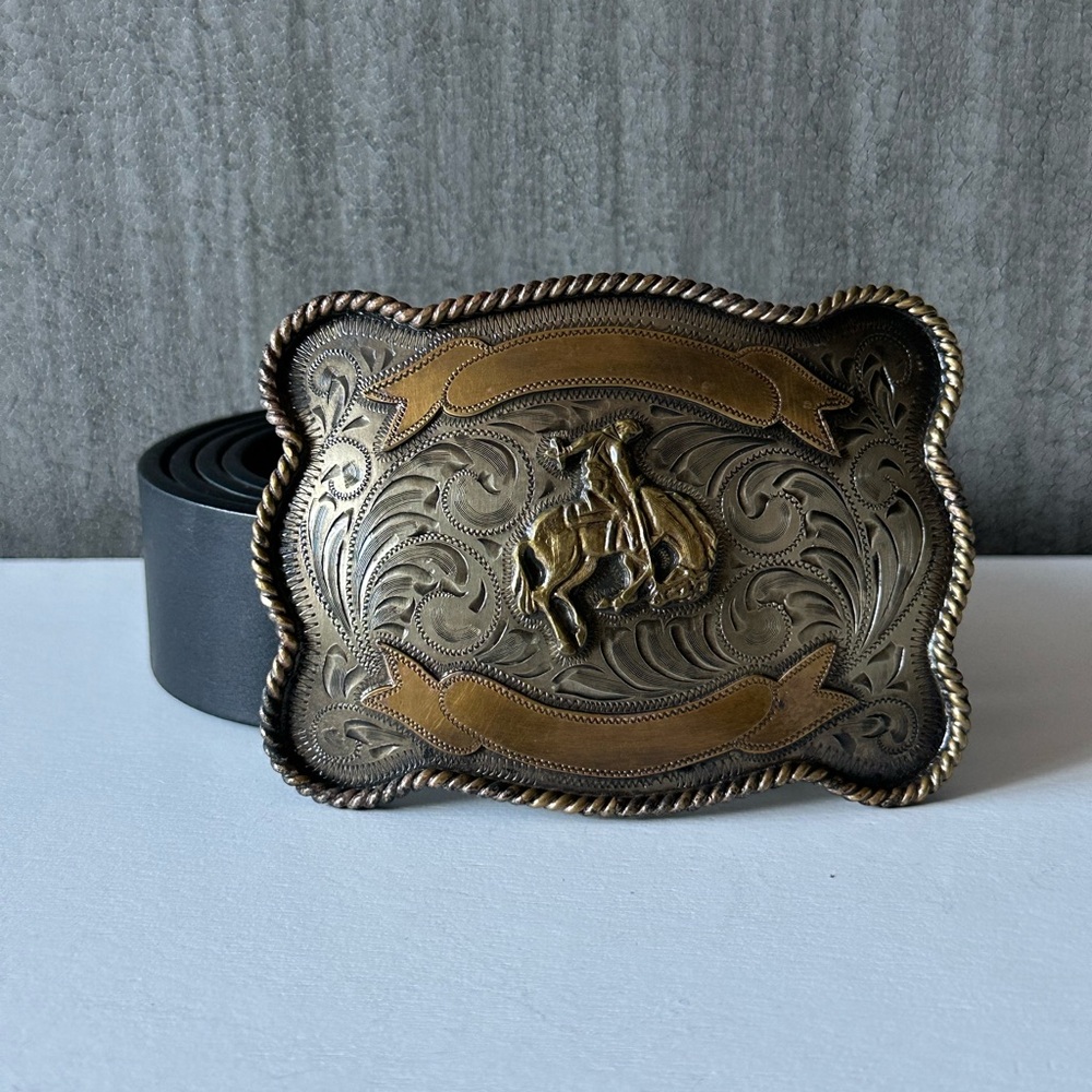 Ralph Lauren Unisex Adults Western Rodeo Black Leather Belt